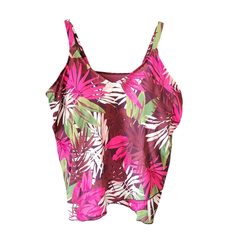 Lands End Tankini Swim Top Women's 2X Floral Non-Wired Top Only